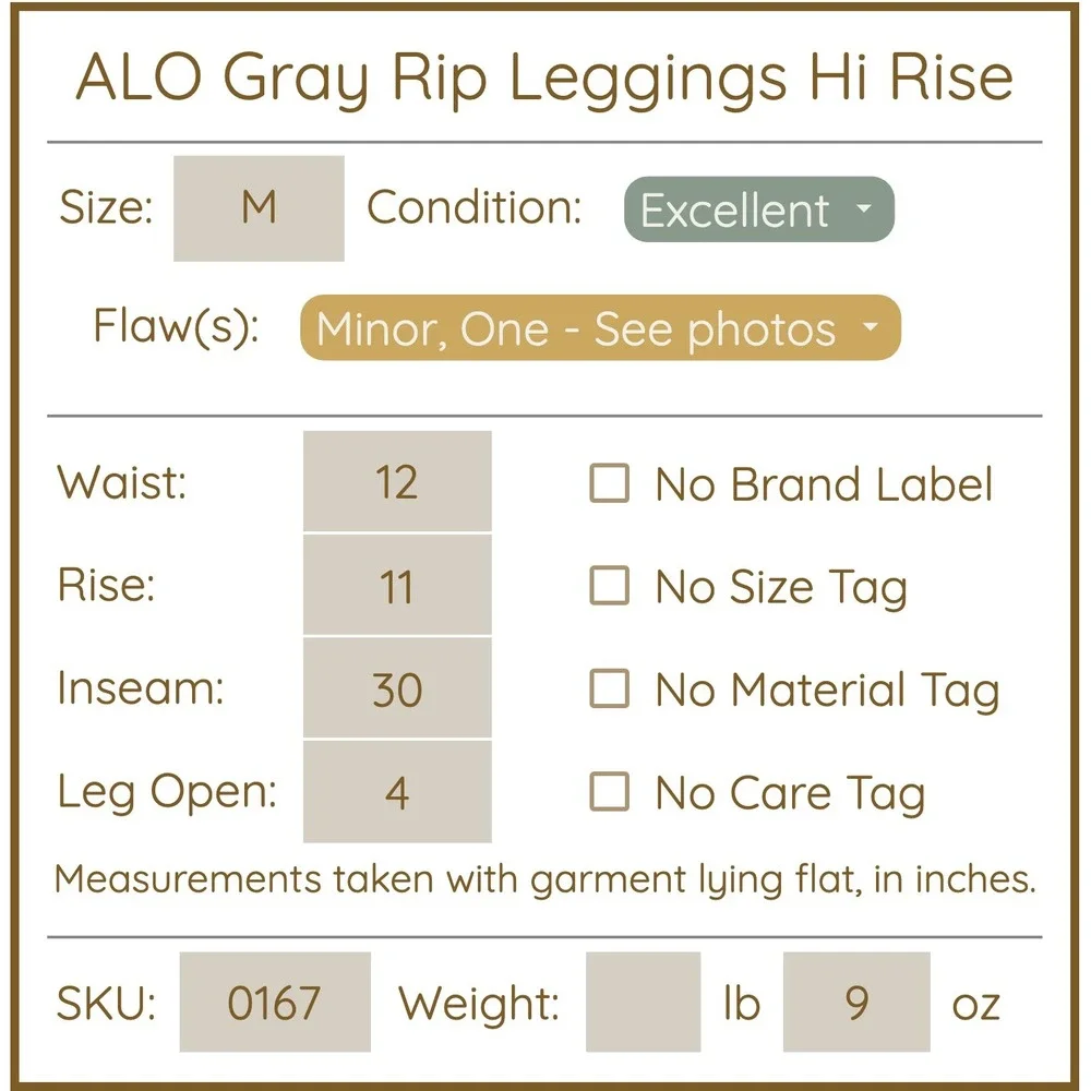 Alo Yoga‎ Womens Ripped Warrior Leggings M Gray High Rise Laser Cut Athleisure